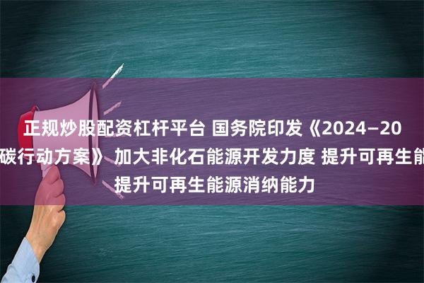 正规炒股配资杠杆平台 国务院印发《2024—2025年节能降碳行动方案》 加大非化石能源开发力度 提升可再生能源消纳能力