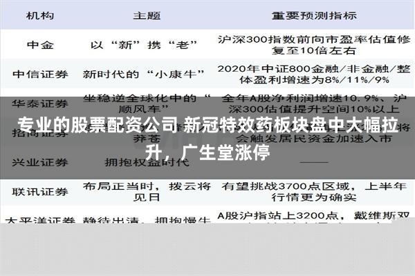 专业的股票配资公司 新冠特效药板块盘中大幅拉升，广生堂涨停