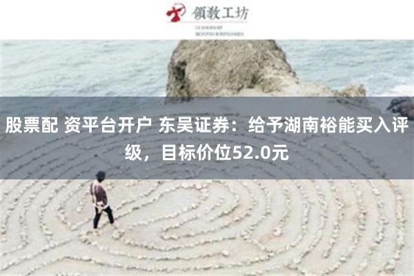 股票配 资平台开户 东吴证券：给予湖南裕能买入评级，目标价位52.0元