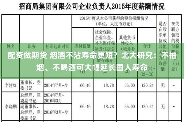 配资做期货 烟酒不沾寿命更短？北大研究：不抽烟、不喝酒可大幅延长国人寿命